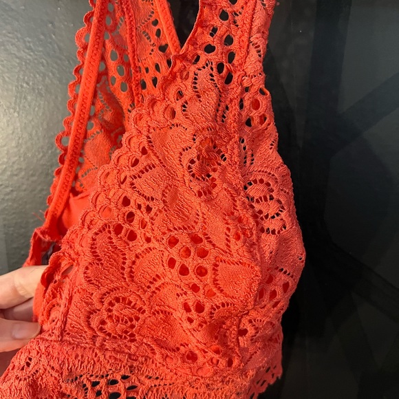 Aerie Lace Halter Bralette - Bright Orange - Picture 4 of 4